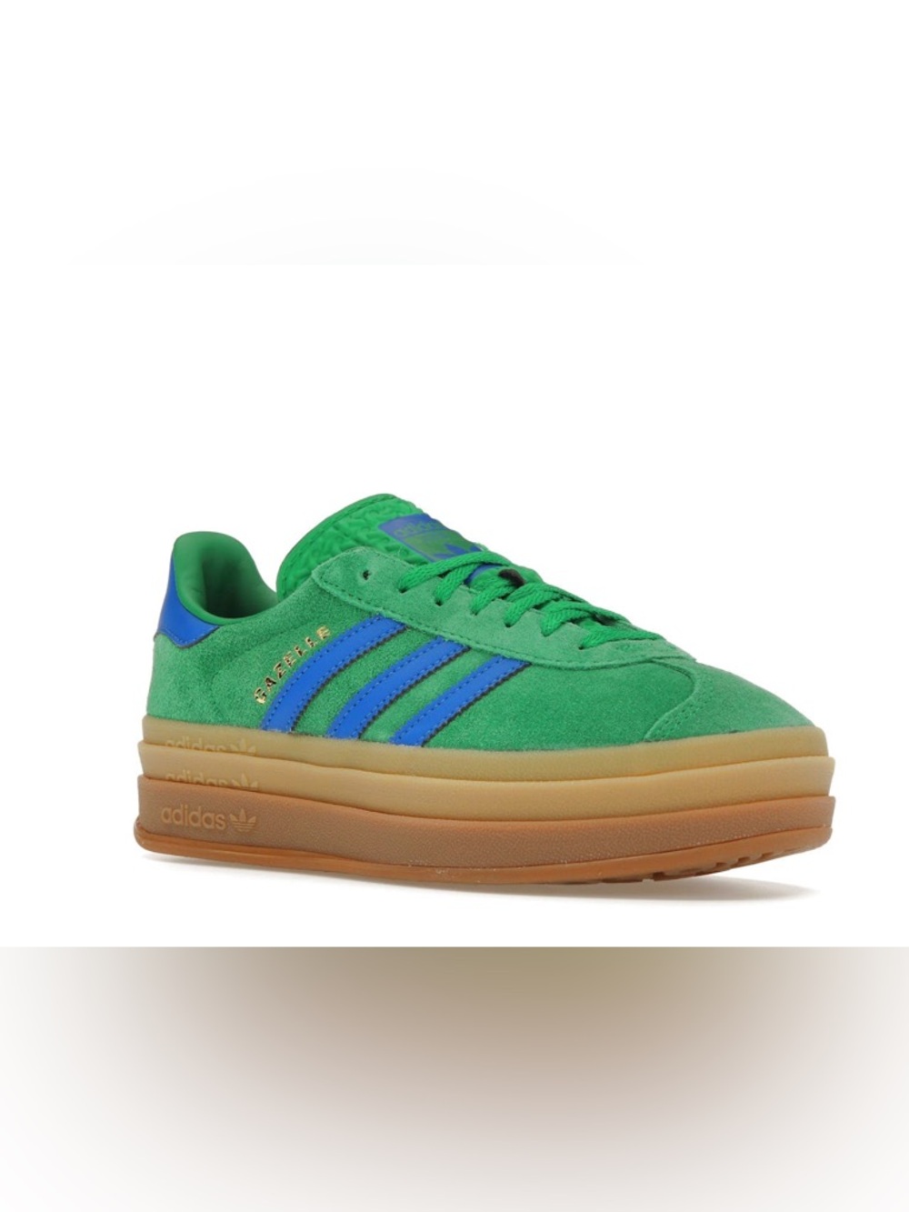 adidas Gazelle Bold Green Blue Gum Suede Sneakers with Blue Stripes NWT - Picture 5 of 9